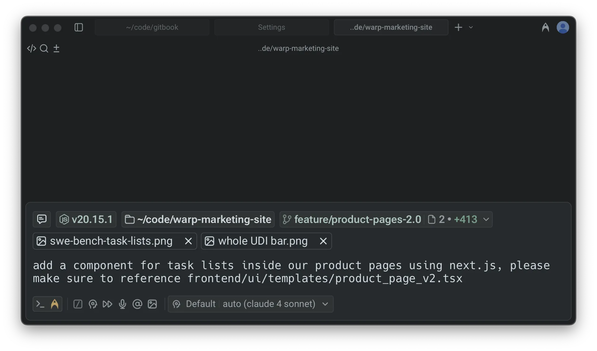 The Universal Input with an Agent prompt and multiple contextual chips active.